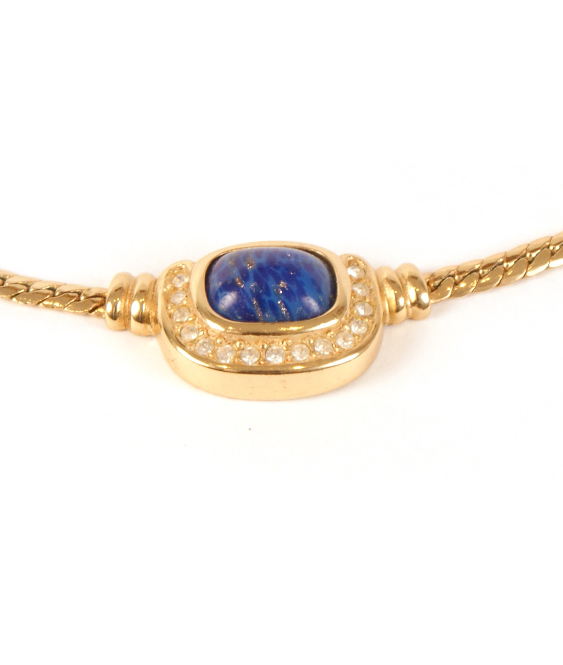 Christian Dior Vintage Shades of Blue Rhinestones Golden Mesh Necklace –  Amarcord Vintage Fashion