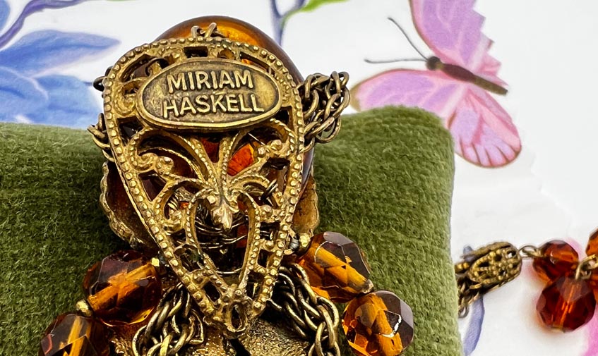 Miriam Haskell filigree back with signature