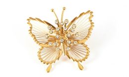 Gold plated Monet butterfly brooch with crystals