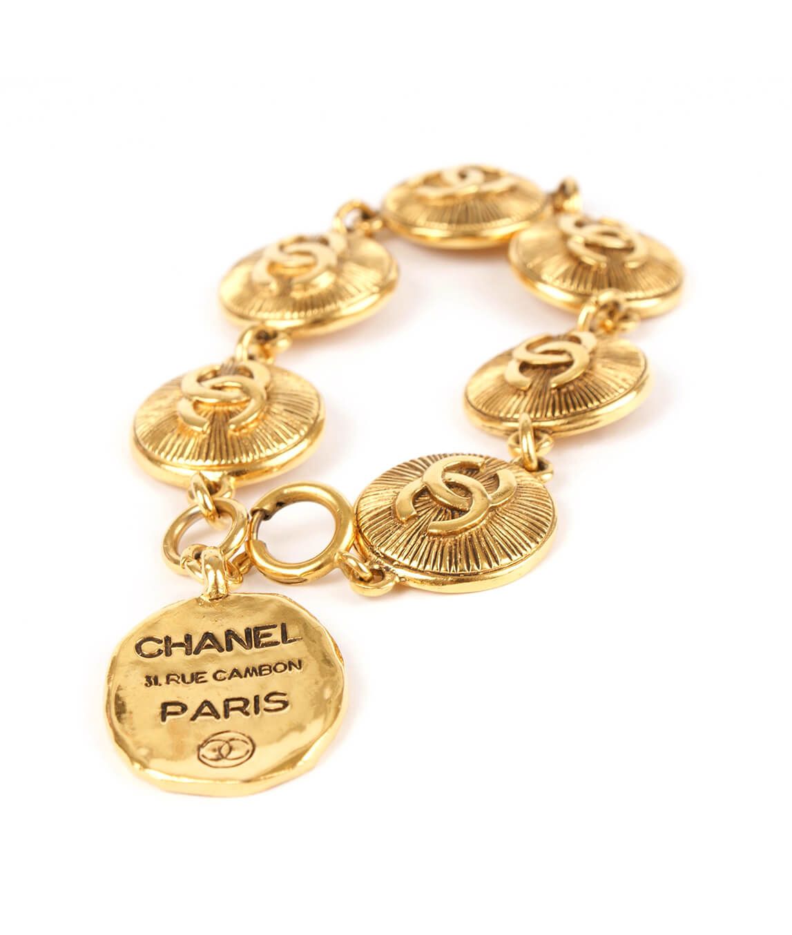 Chanel gold logo bracelet | Gadelles Vintage
