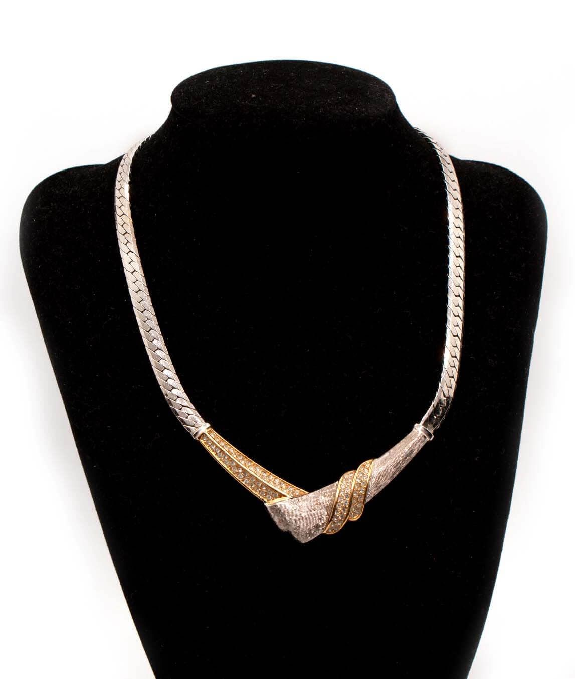 Vintage Silver and Gold Plated Choker by Christian Dior Gadelles Vintage