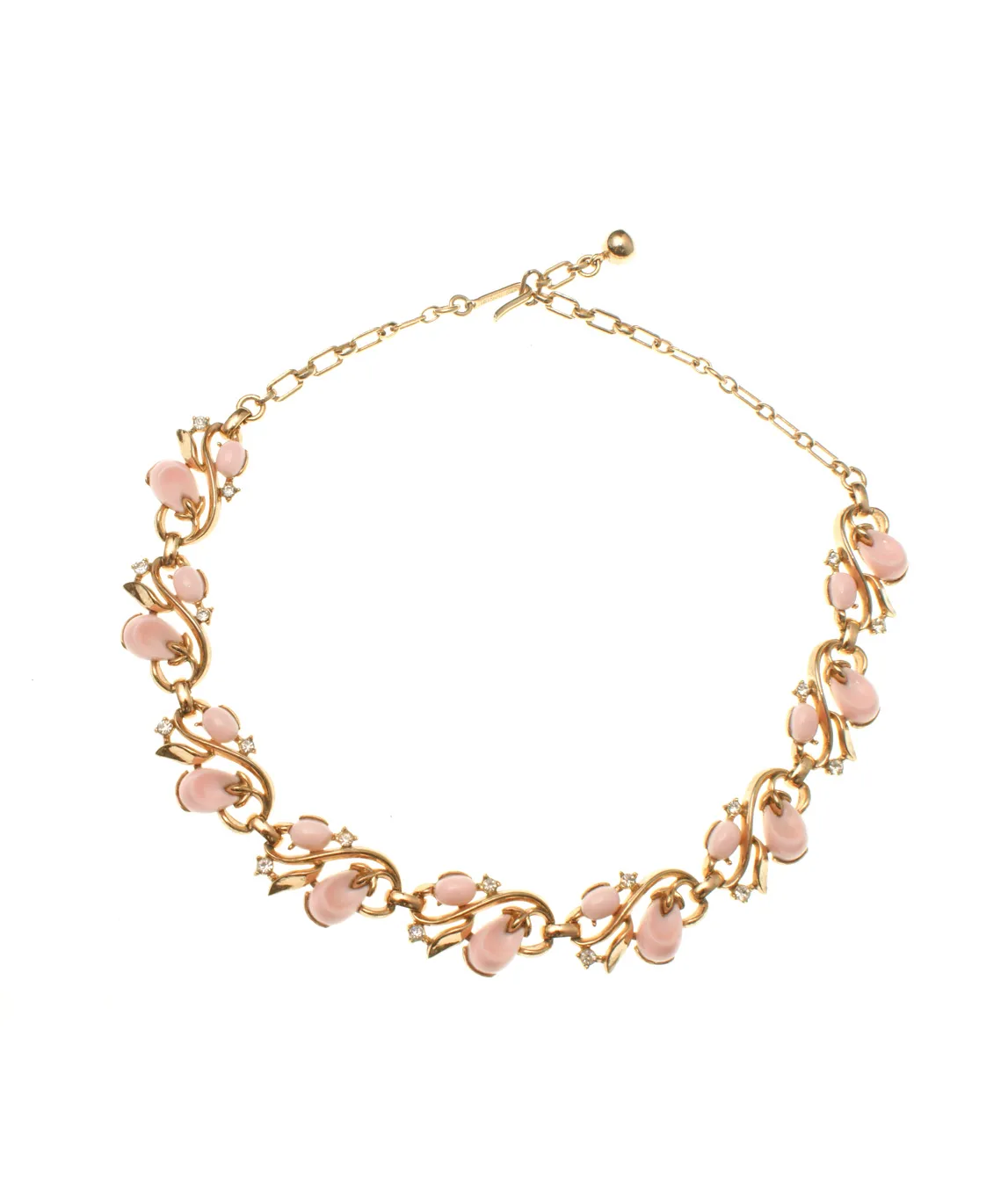 Pink and gold Trifari necklace