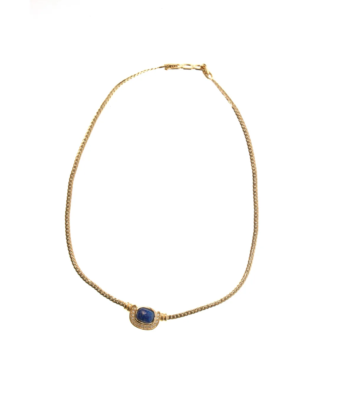 Christian Dior gold necklace with blue stone