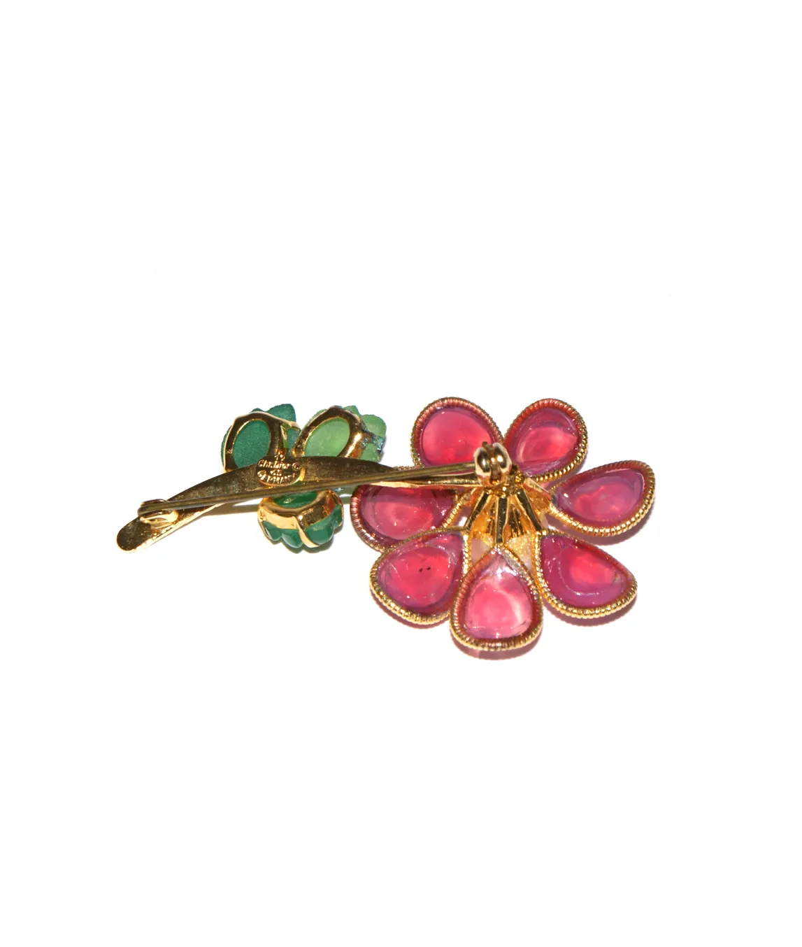 Christian Dior glass brooch reverse