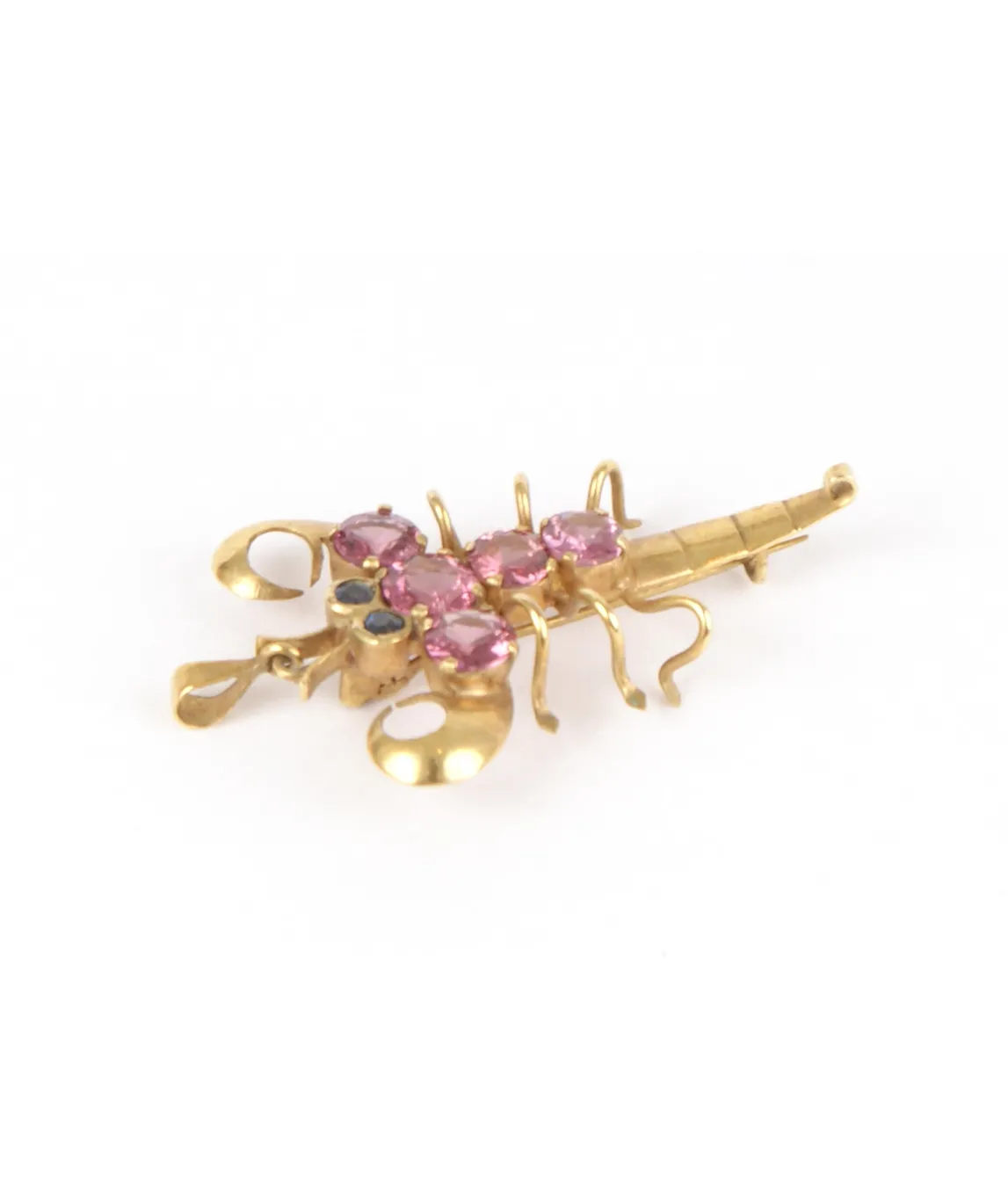 Scorpion brooch with pink crystals
