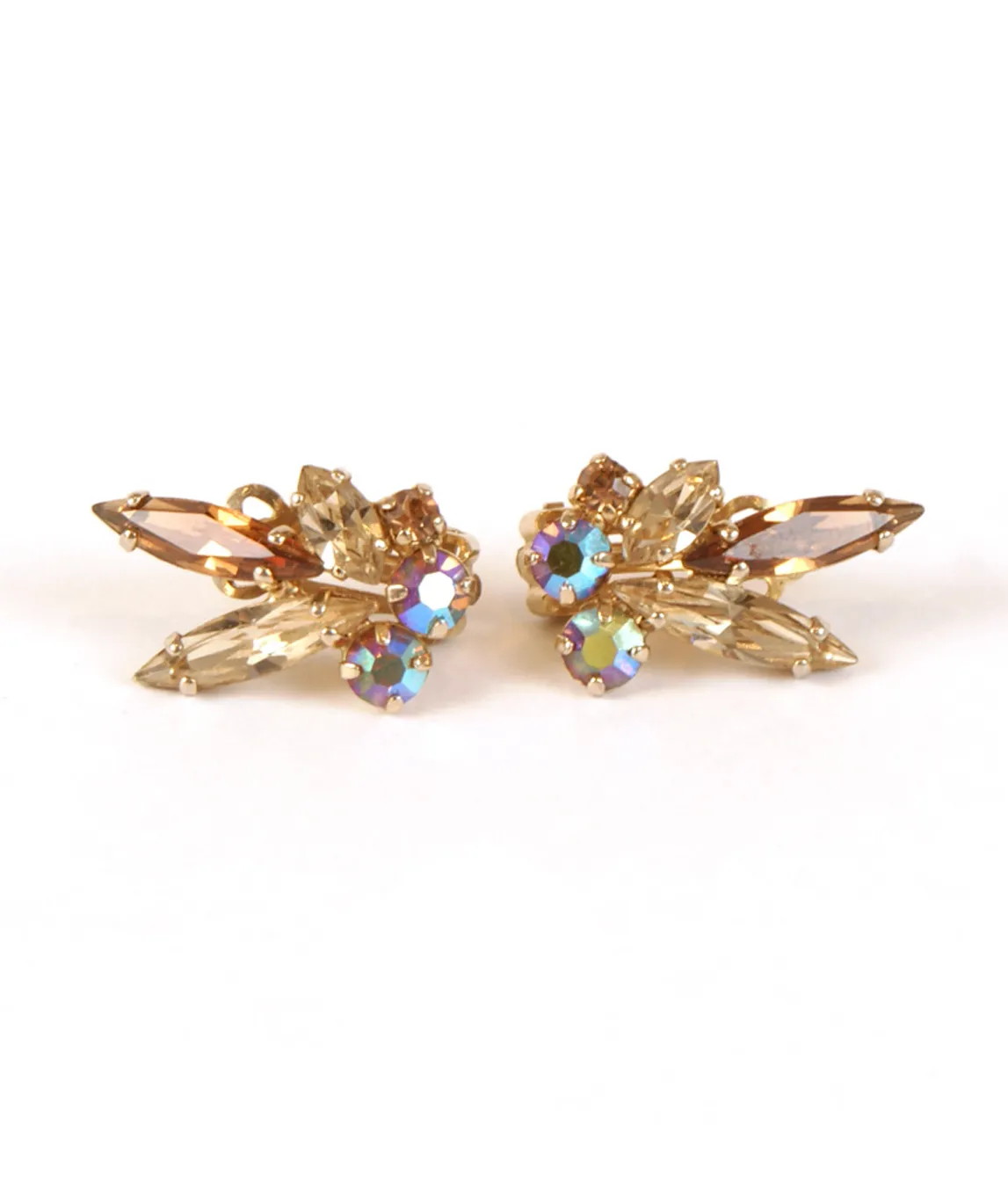 Sherman smoke coloured crystal clip on earrings