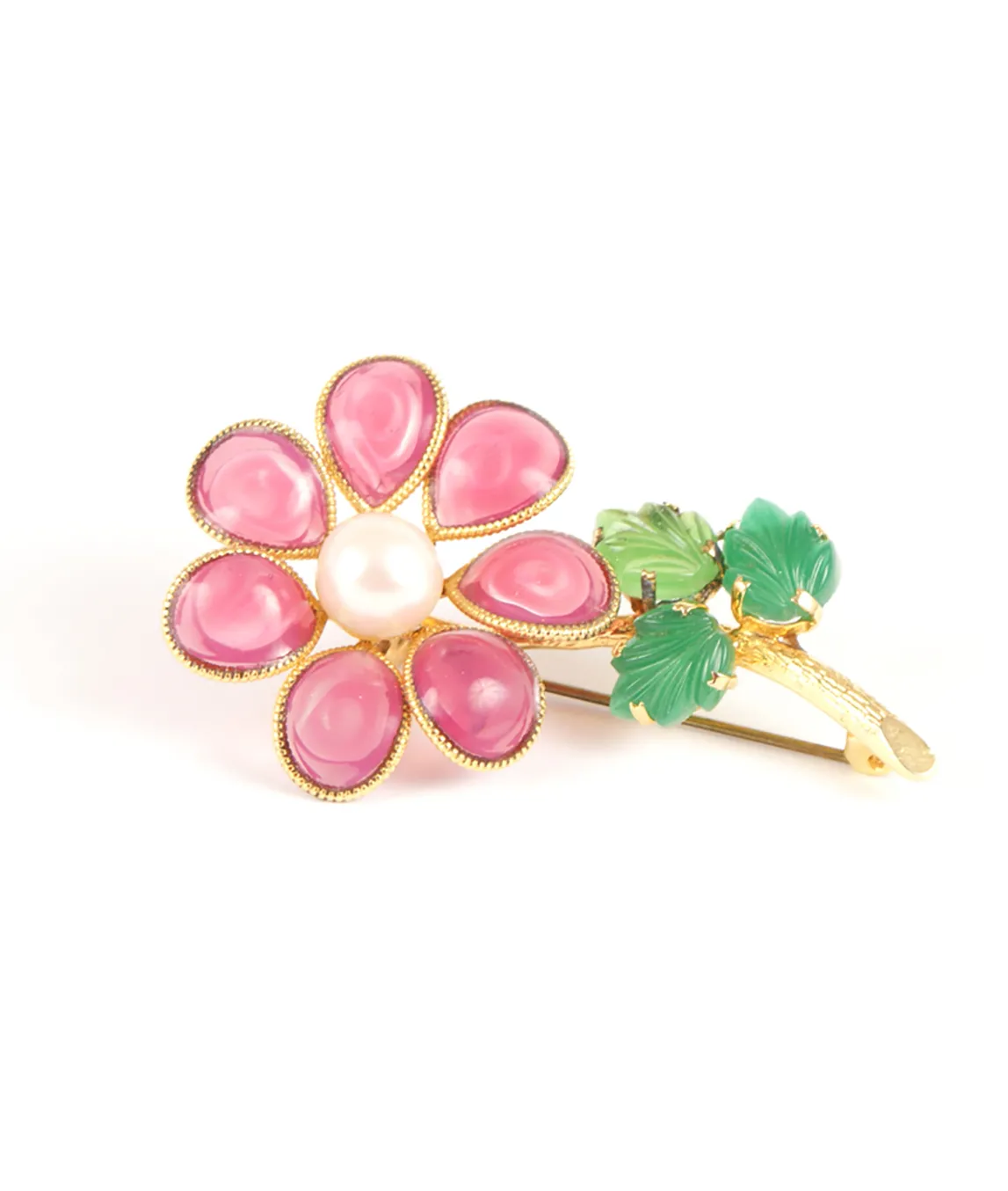 Pink glass flower brooch by Dior