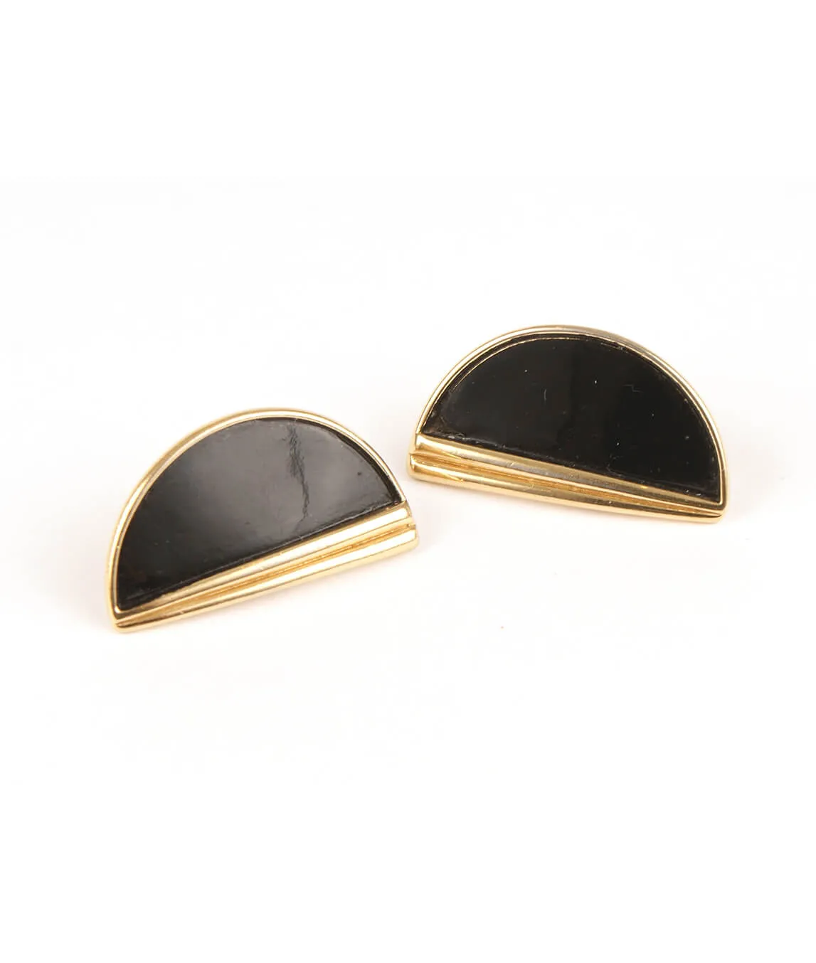 Trifari black enamel earrings