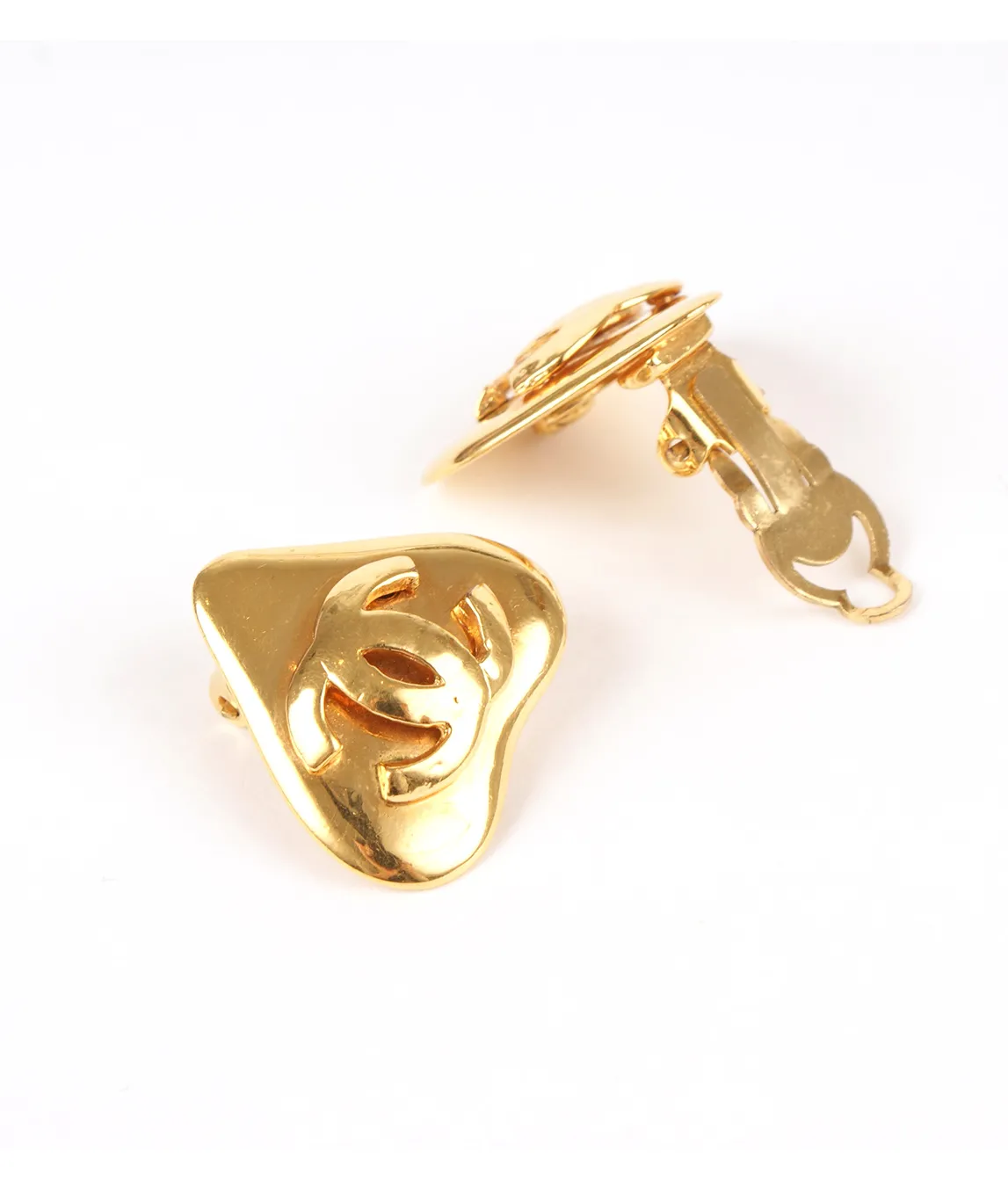 Vintage Chanel clip-on gold plated earrings