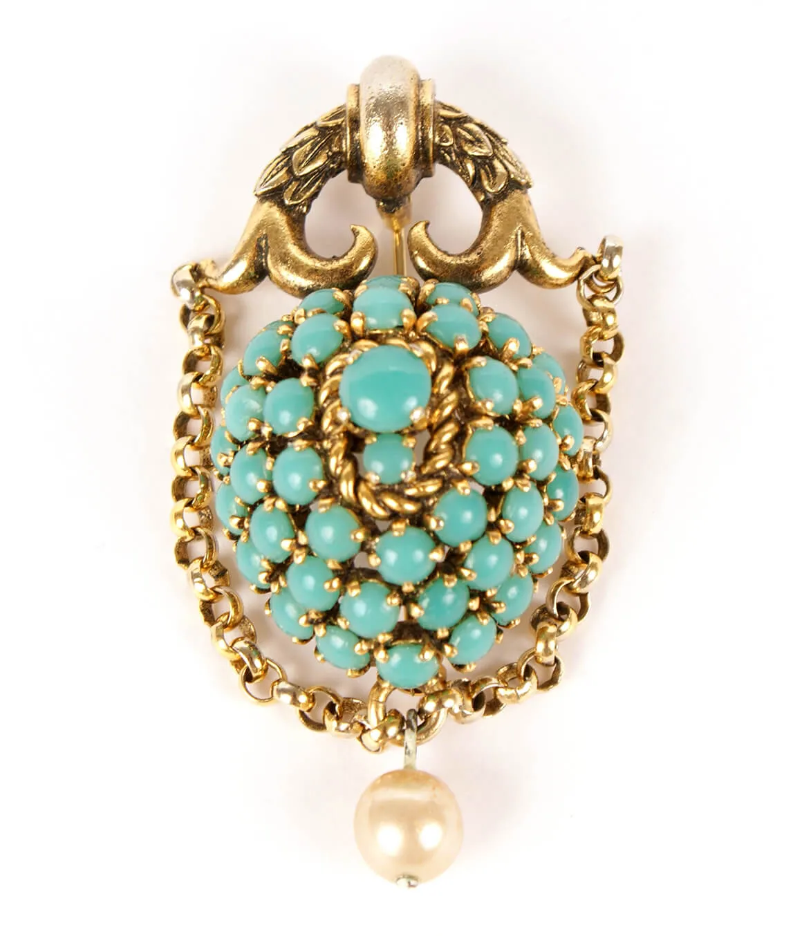 Vintage Christian Dior turquoise brooch pin