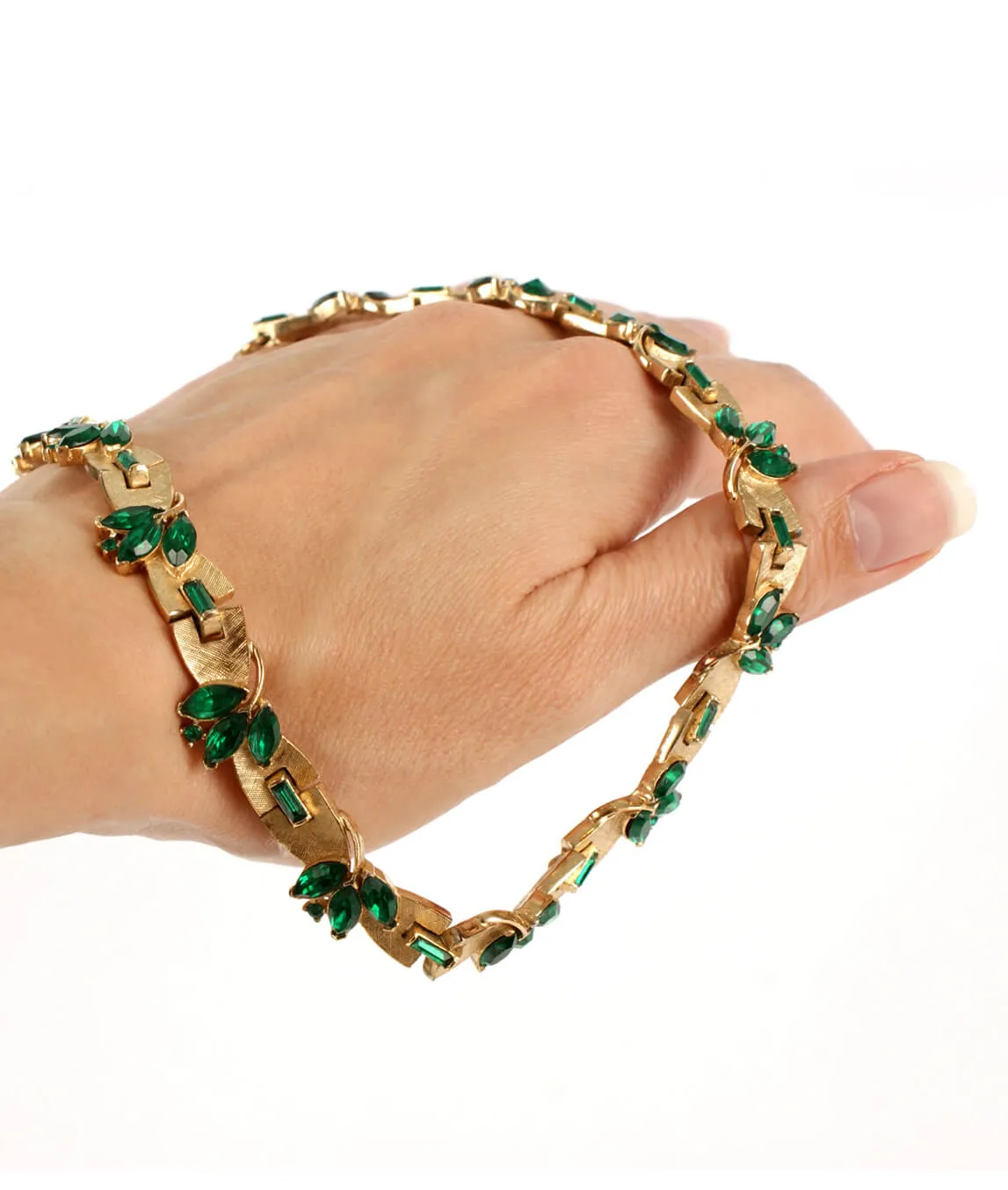 Trifari emerald glass necklace