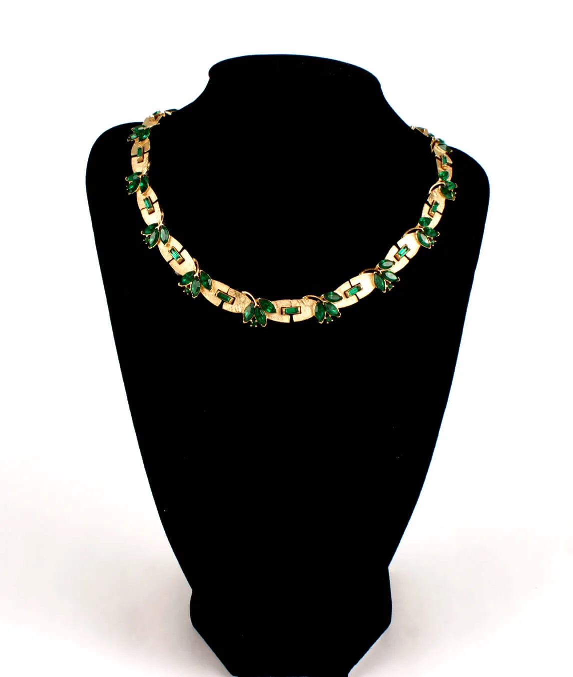 Trifari green and gold necklace