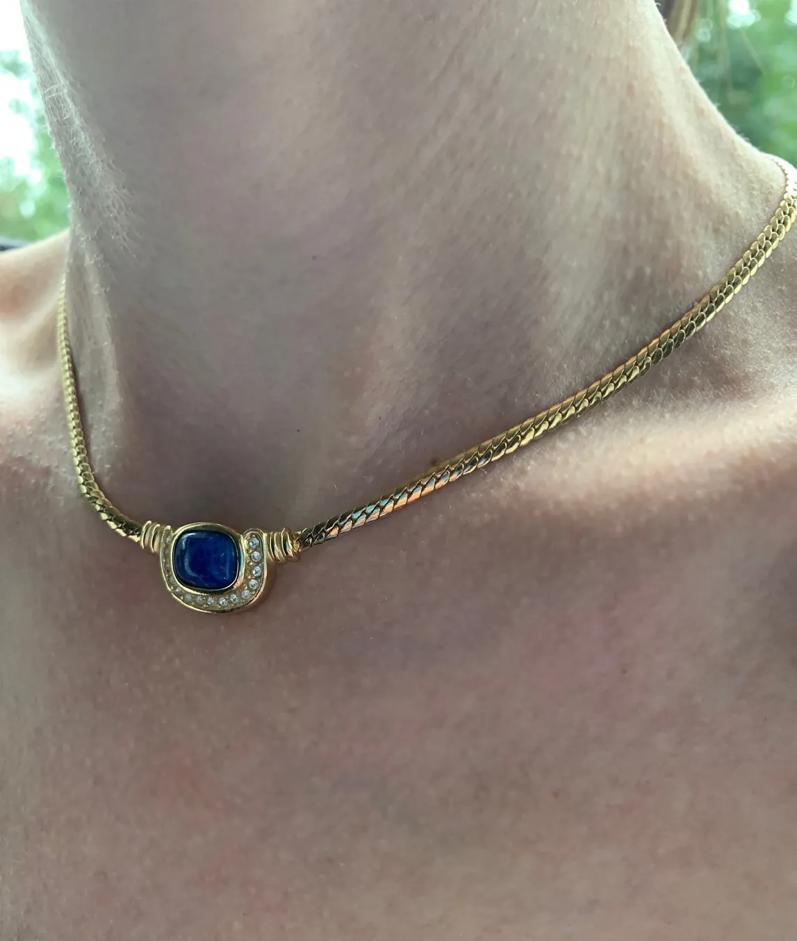 Dior lapis lazuli necklace on 