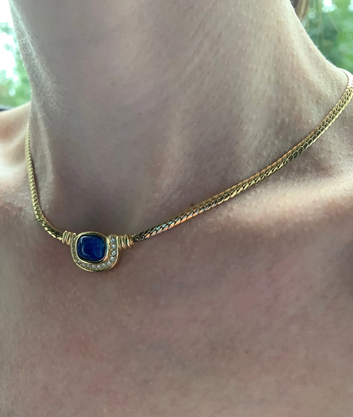 Dior lapis lazuli necklace on