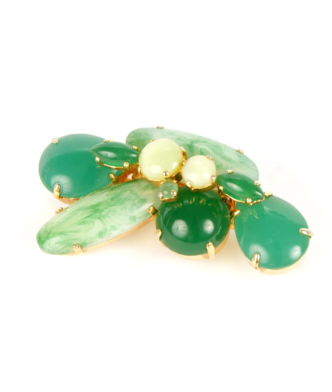 Green glass Dior brooch pin