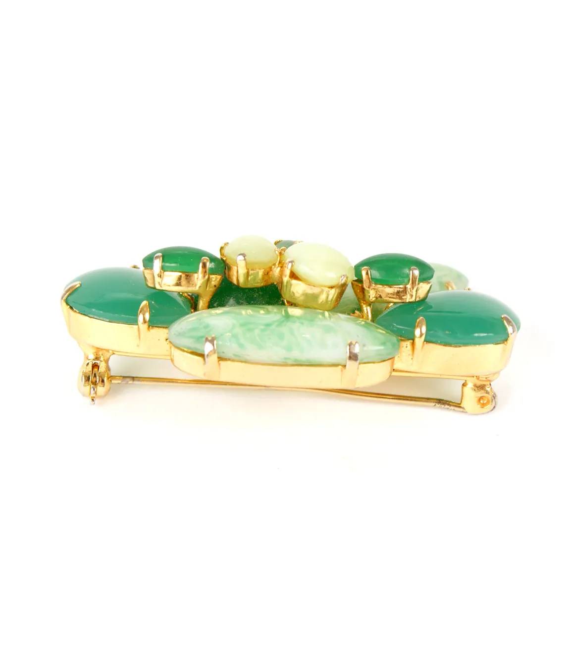 Dior green glass brooch 1966 side