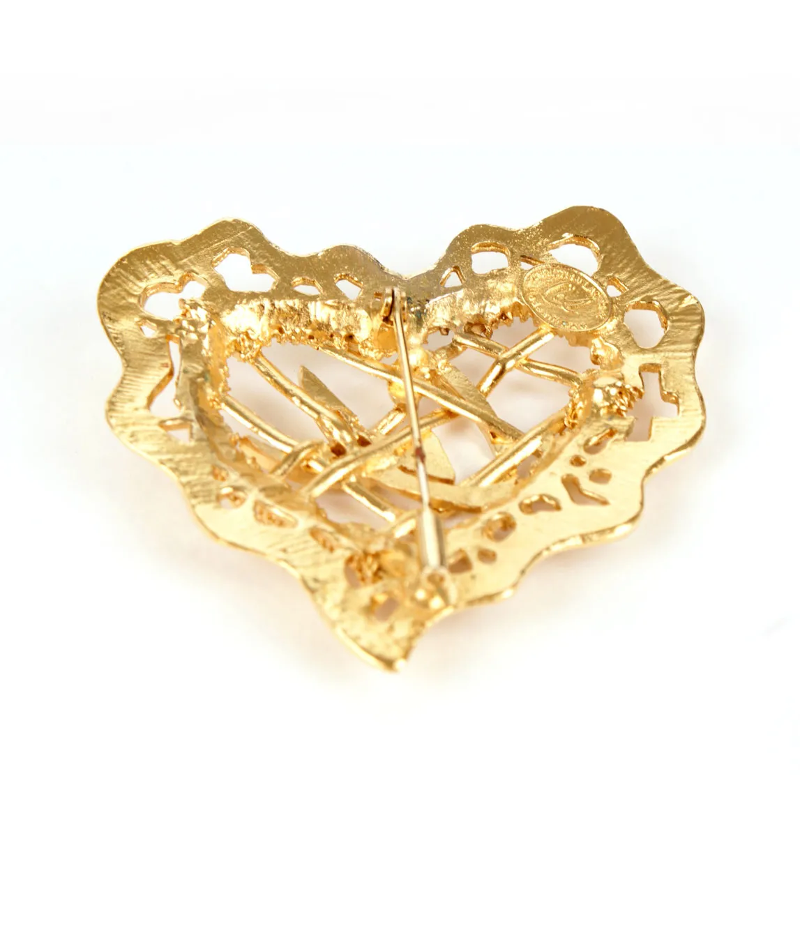 Christian Lacroix openwork heart brooch