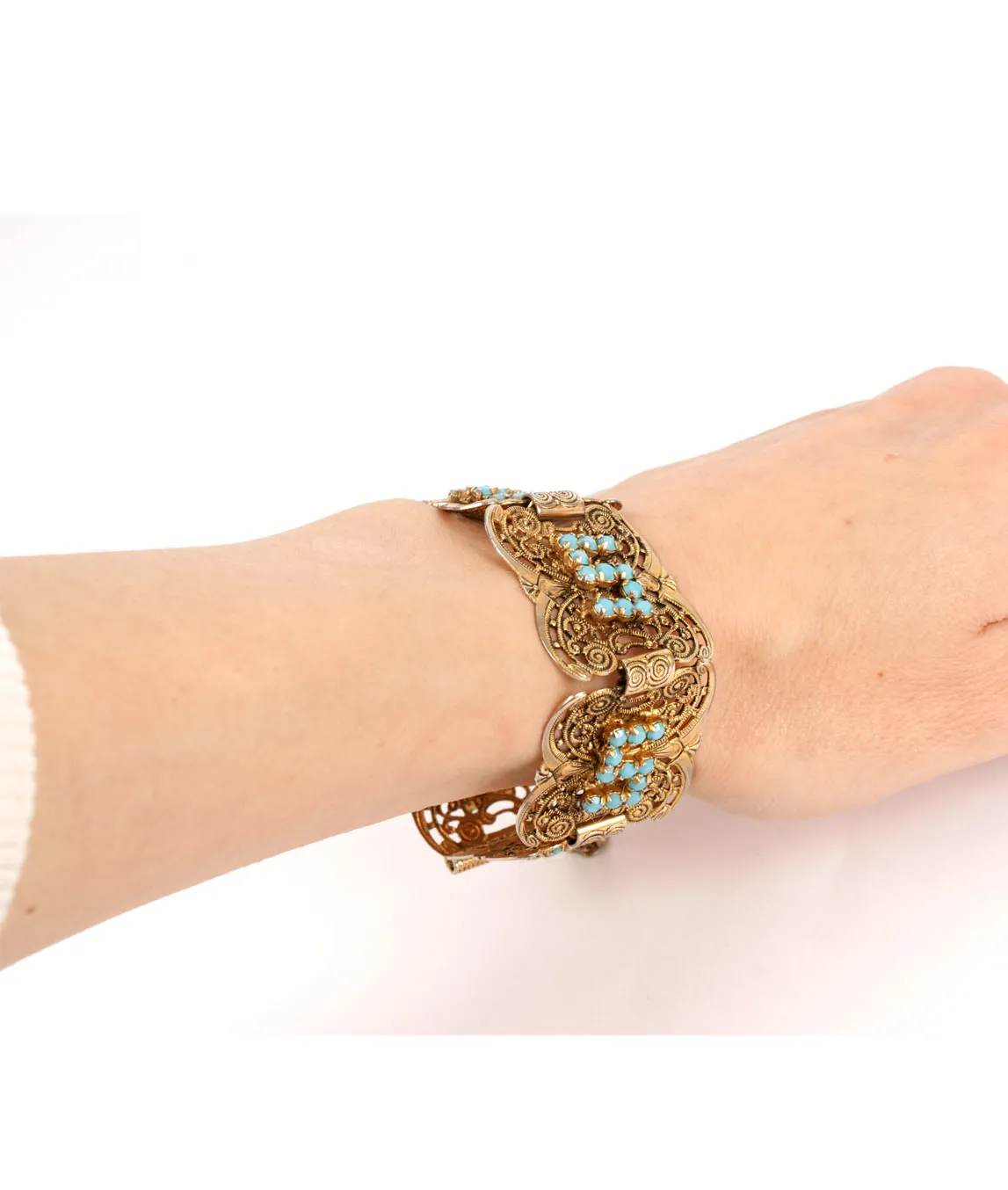 Turquoise glass Art Deco bracelet