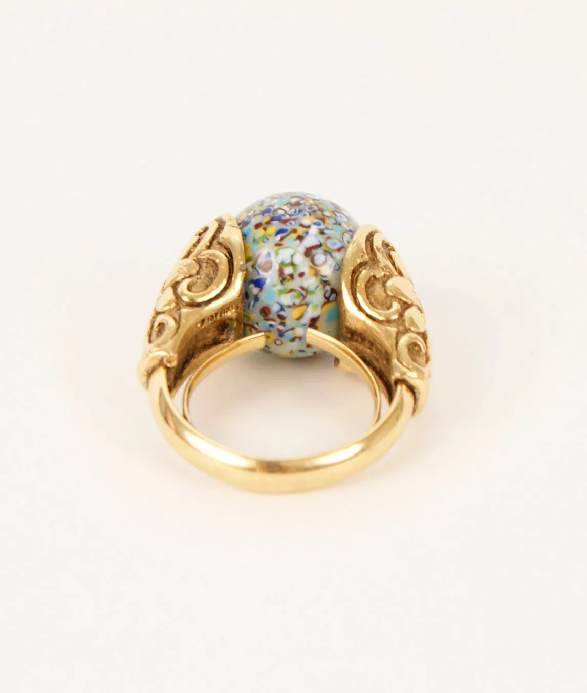 Adjustable Trifari art glass ring