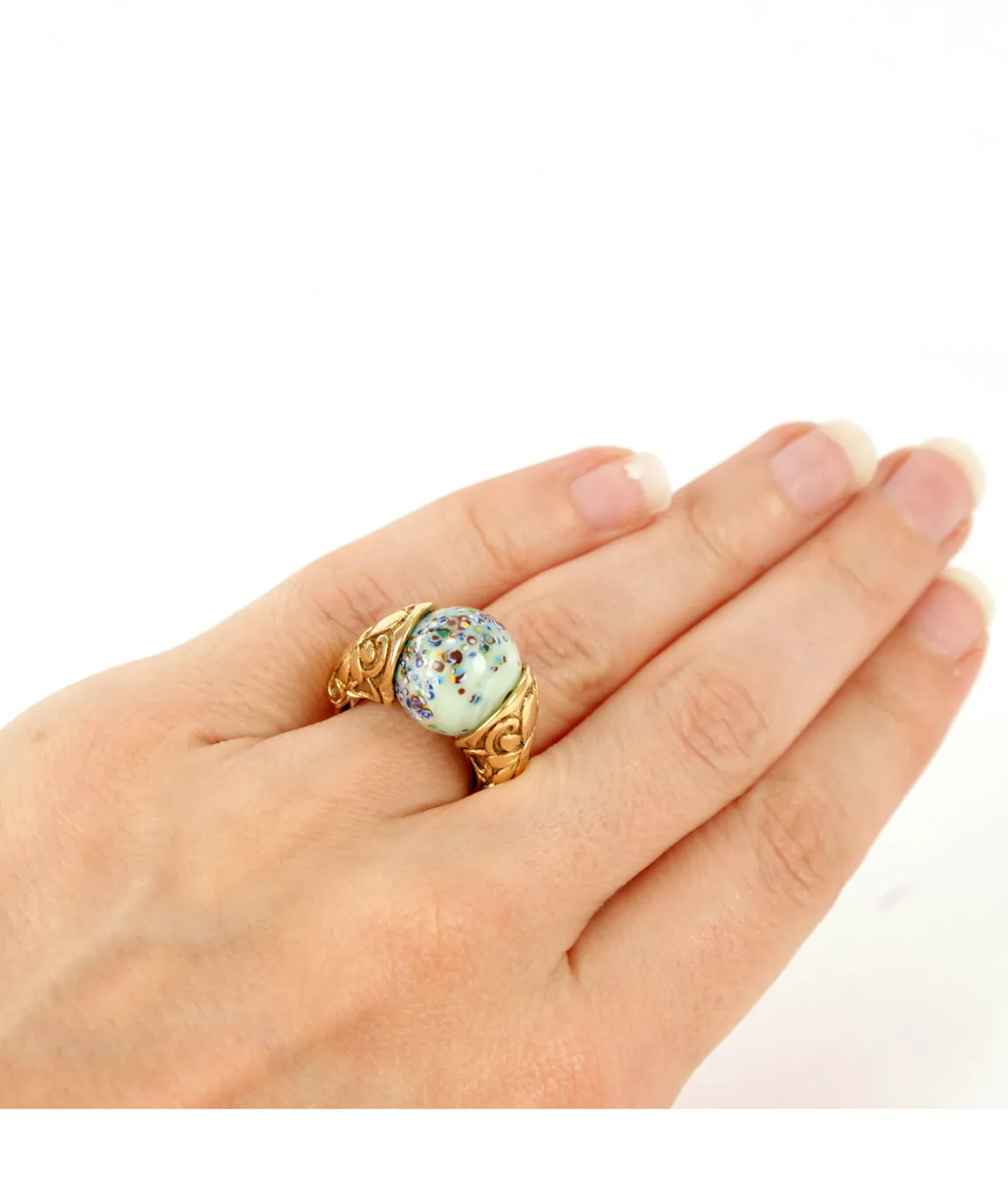 Trifari ring on the hand