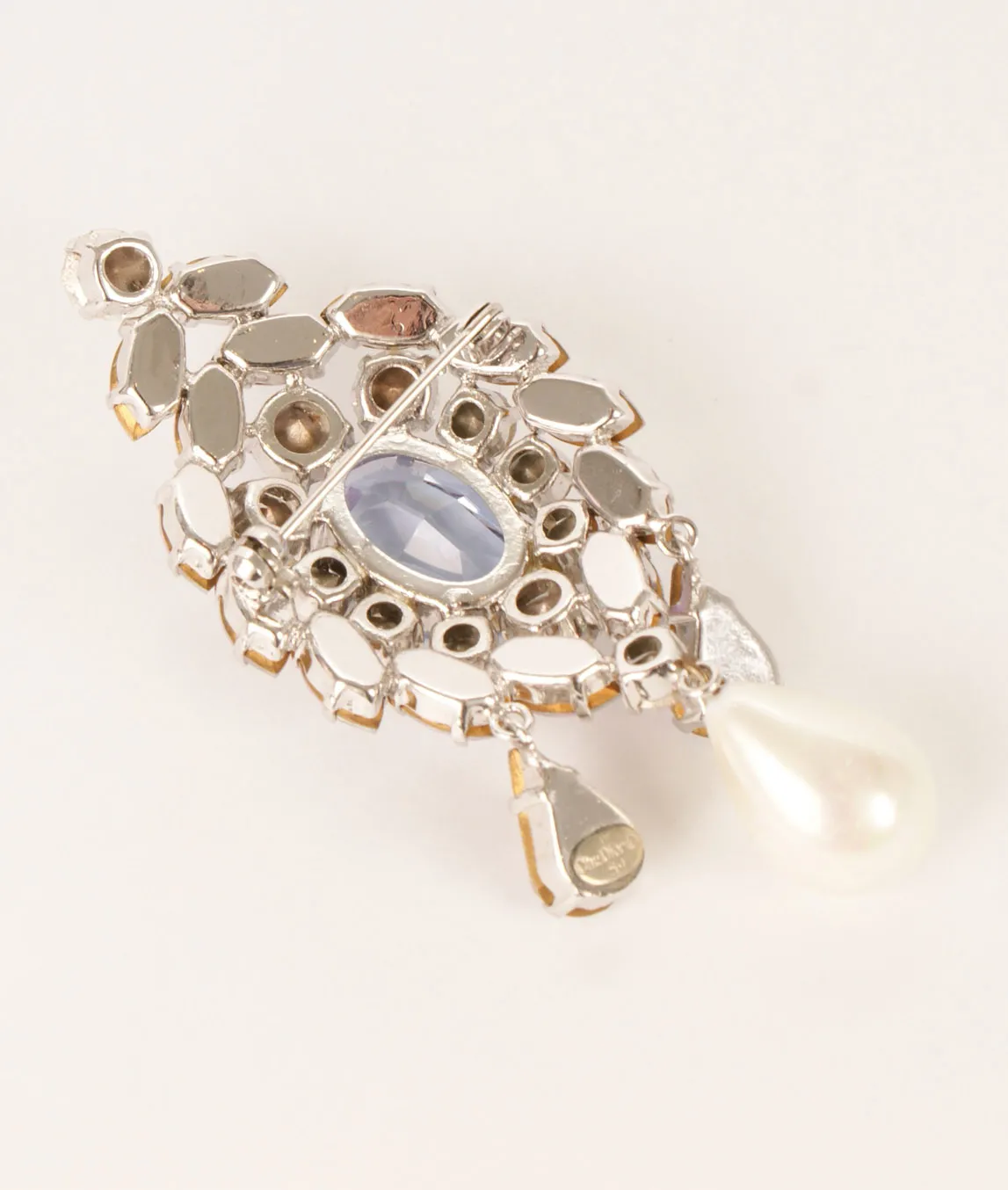 Vintage Dior brooch rhodium plated setting