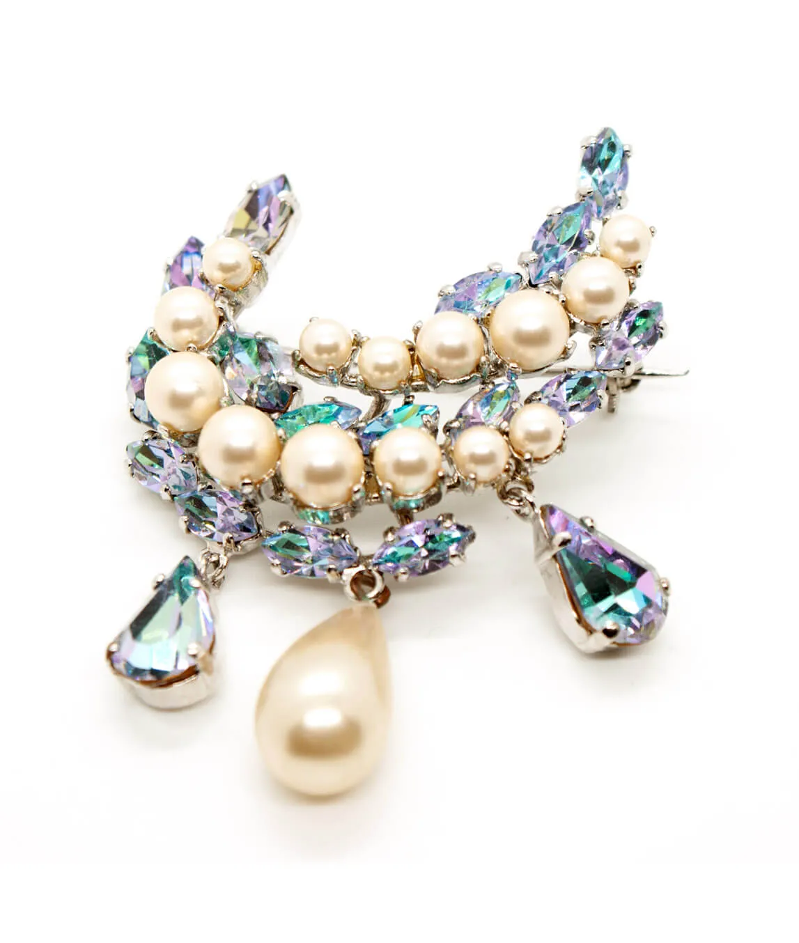 Joan Rivers Gold Pearls & Crystal Vintage Brooch