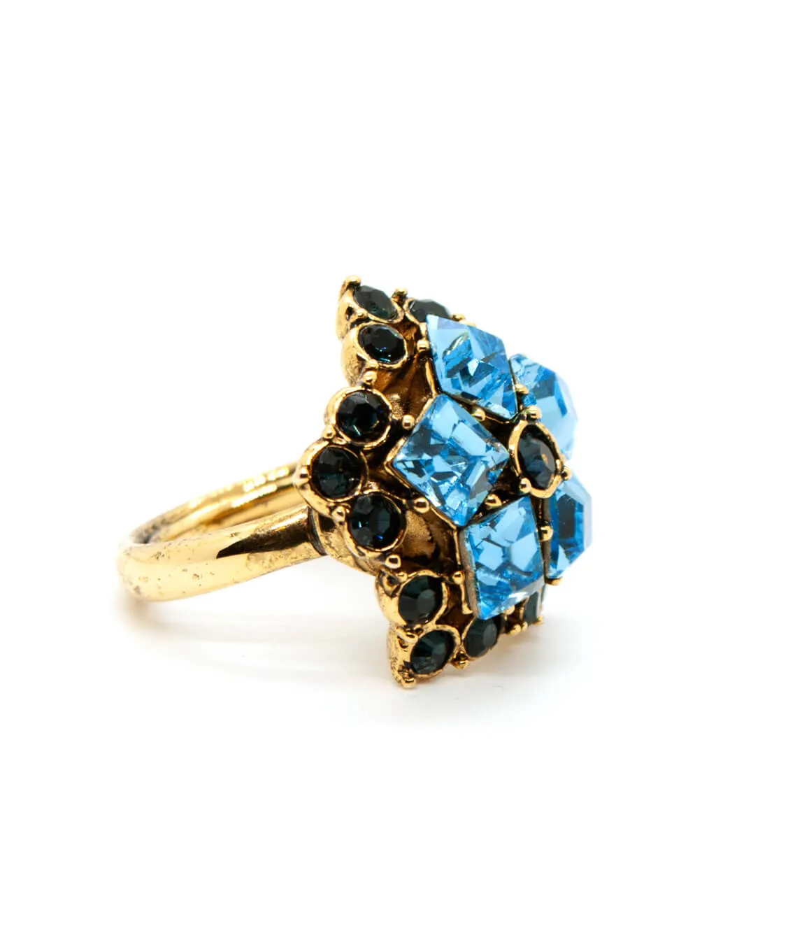 Blue flower cocktail ring