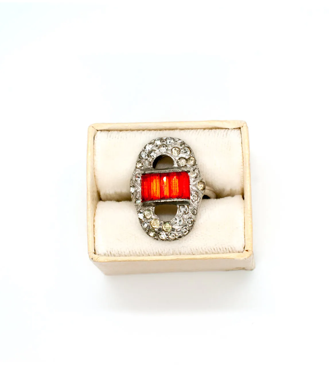 Art Deco red dress ring