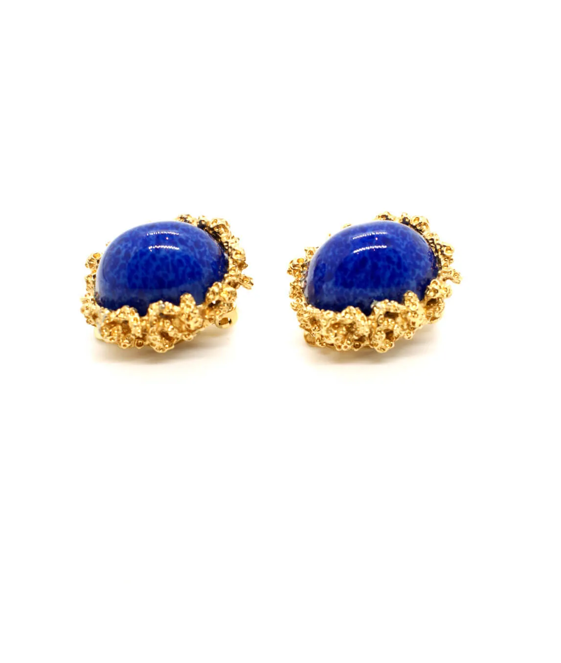 Blue and gold vintage clip earrings