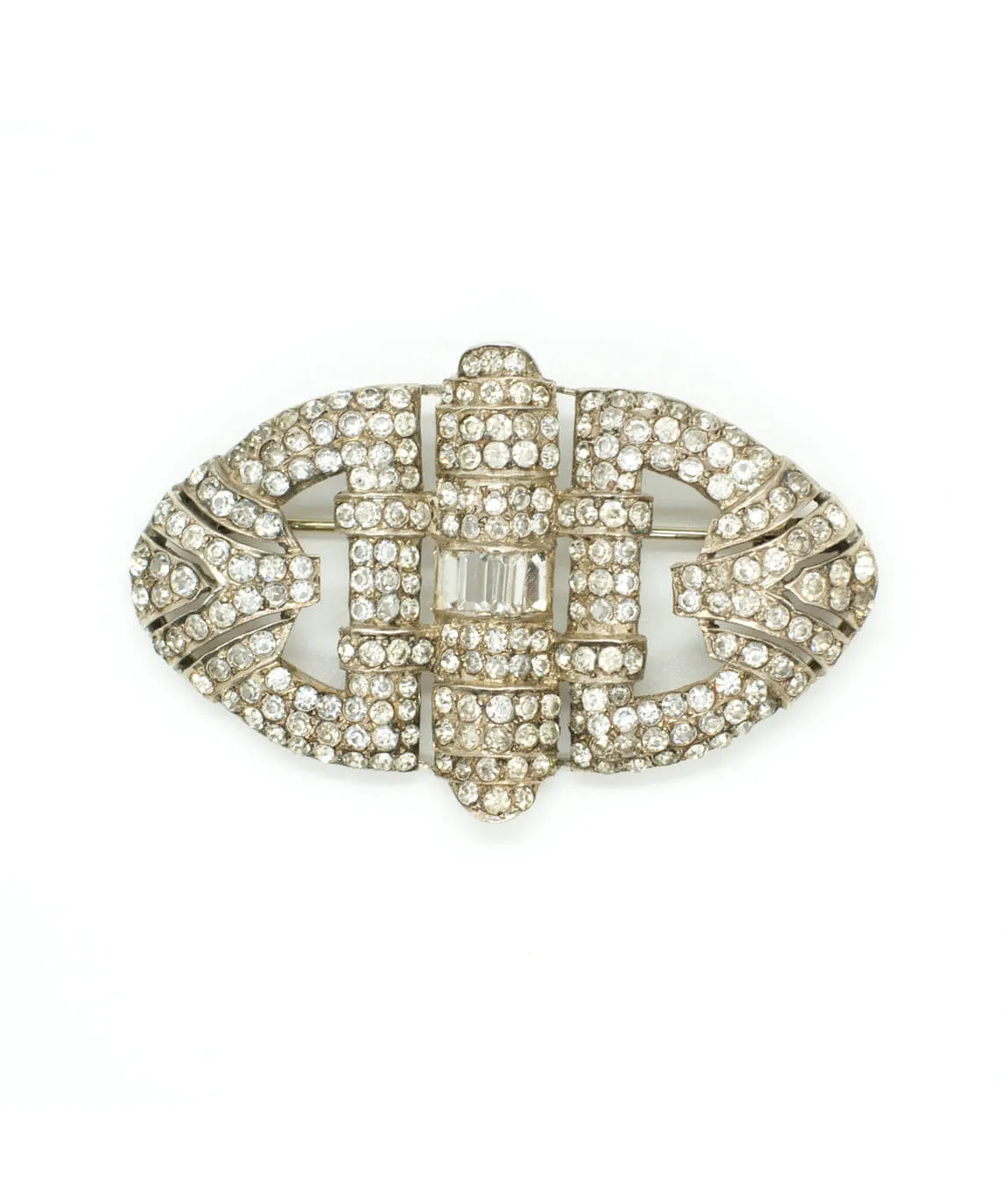 Art Deco silver and paste brooch