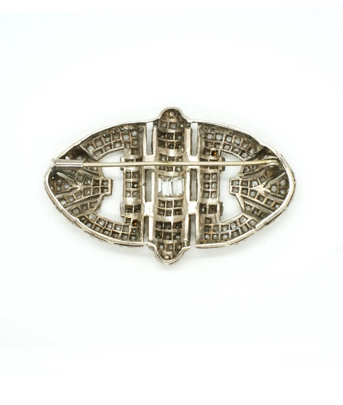 Silver Art Deco brooch trombone clasp