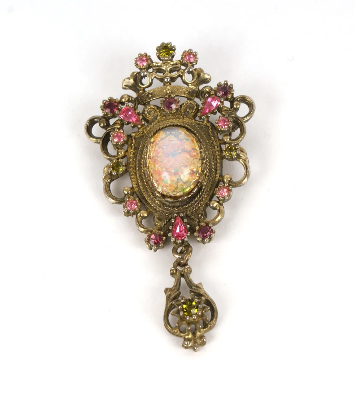 Vintage Sarah Coventry faux opal pendant brooch