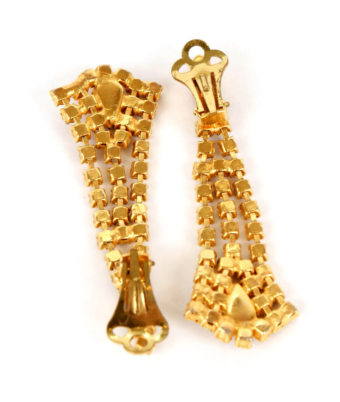Topaz crystal vintage clip earrings reverse