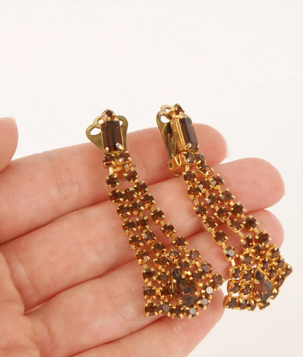 Topaz crystal vintage 1950s earrings