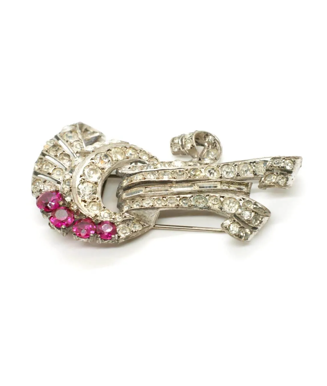Pink and clear vintage brooch