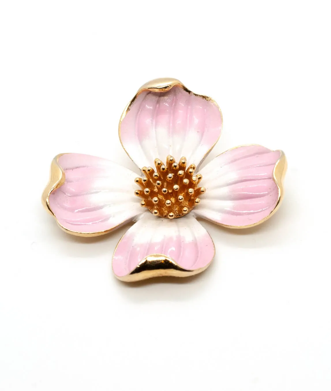 Crown Trifari dogwood flower brooch in pink