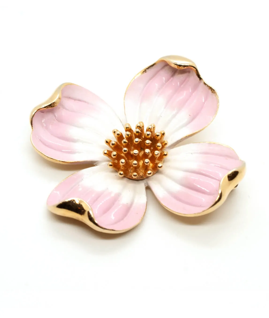 Crown Trifari dogwood flower brooch rare pink version