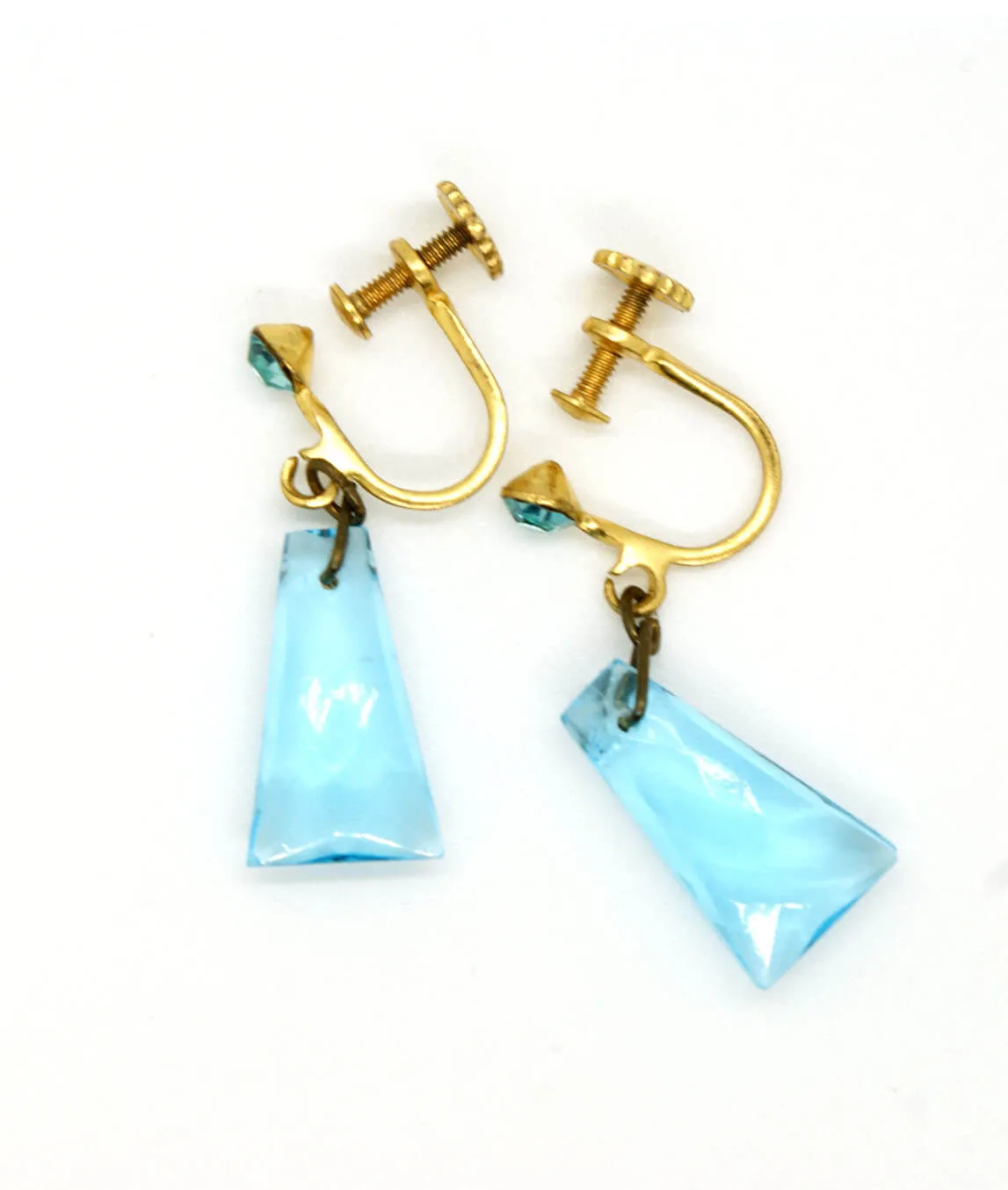 Vintage blue glass dangle earrings
