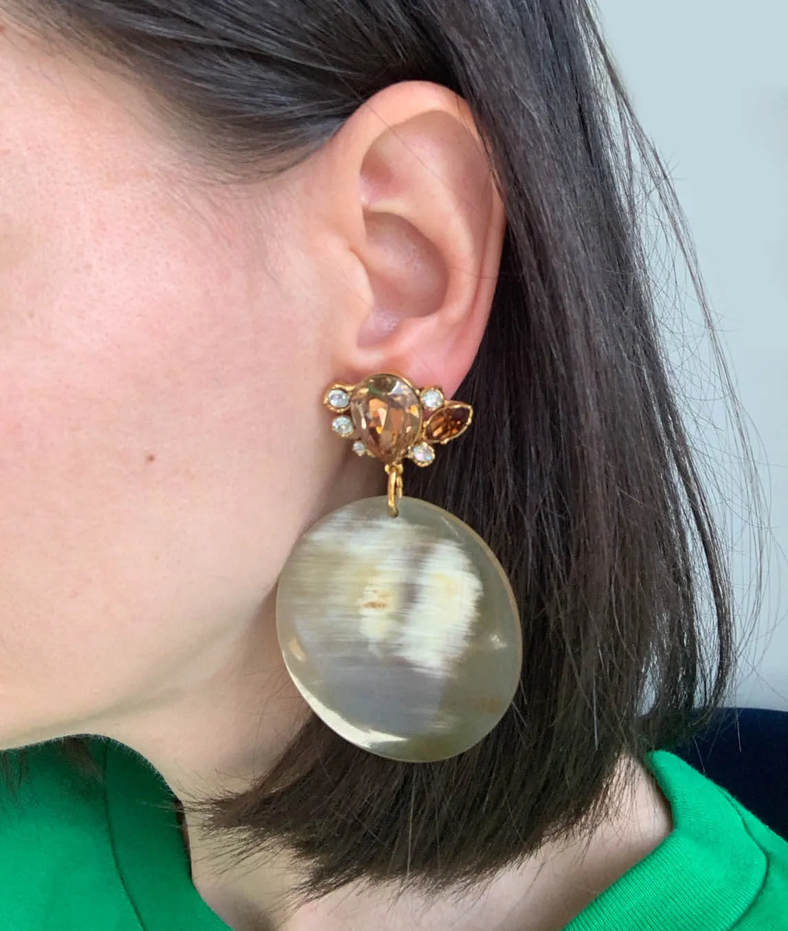 Christian Lacroix vintage earrings on model