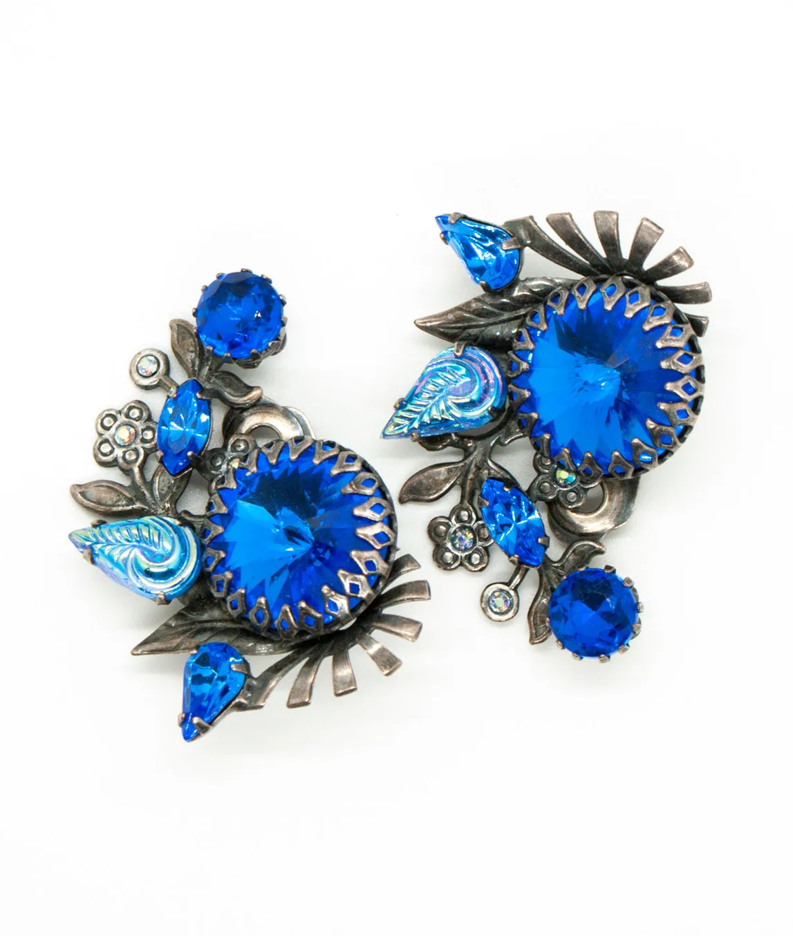 Blue and silver vintage glass earrings by Askew London