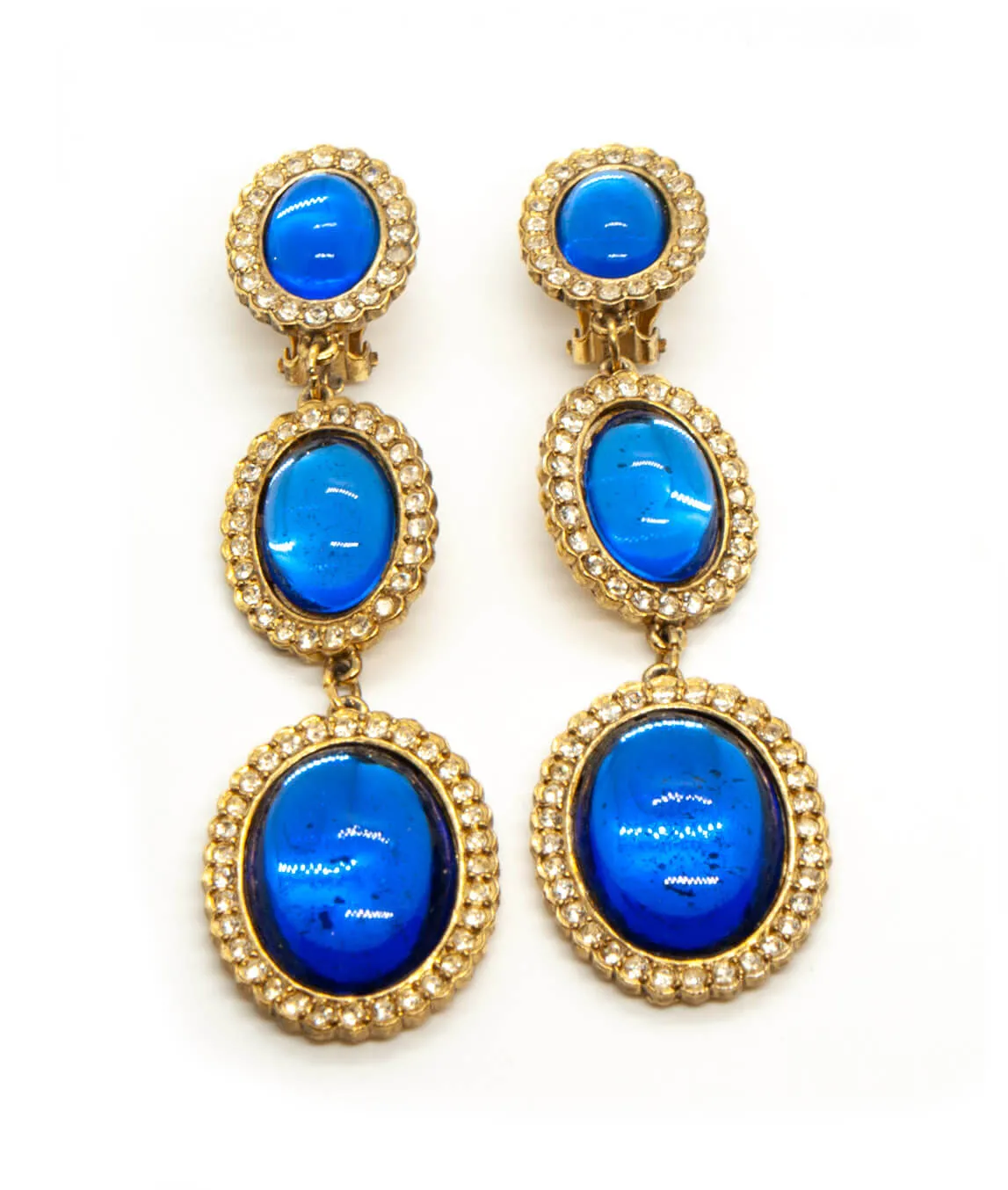 Vintage Butler & Wilson Blue and Gold Earrings