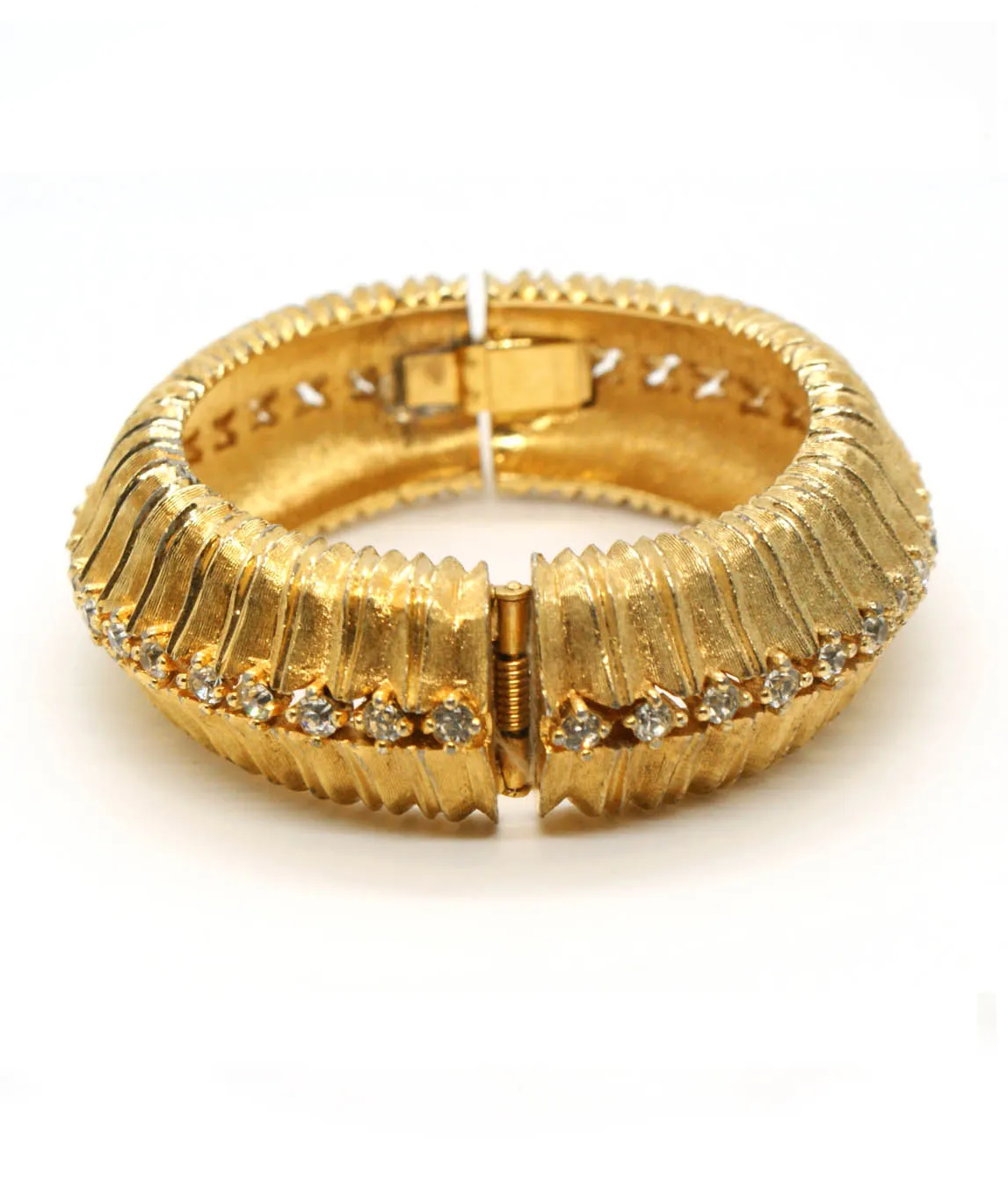 Joseph Mazer Gold and Rhinestone Bangle Bracelet