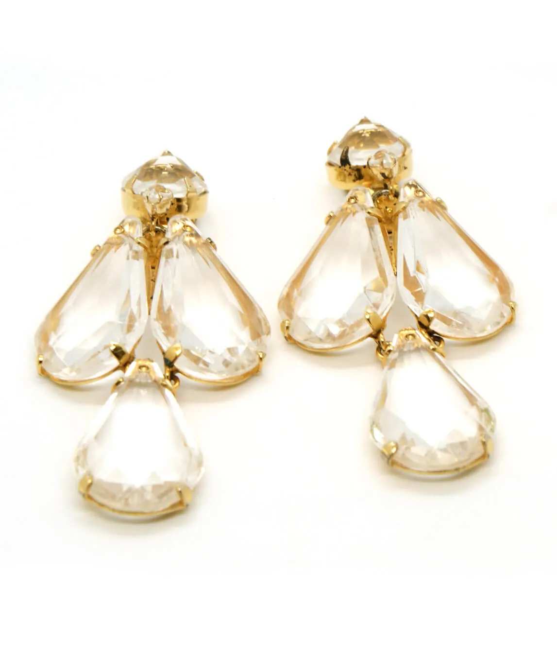 Schreiner gold and clear drop earrings