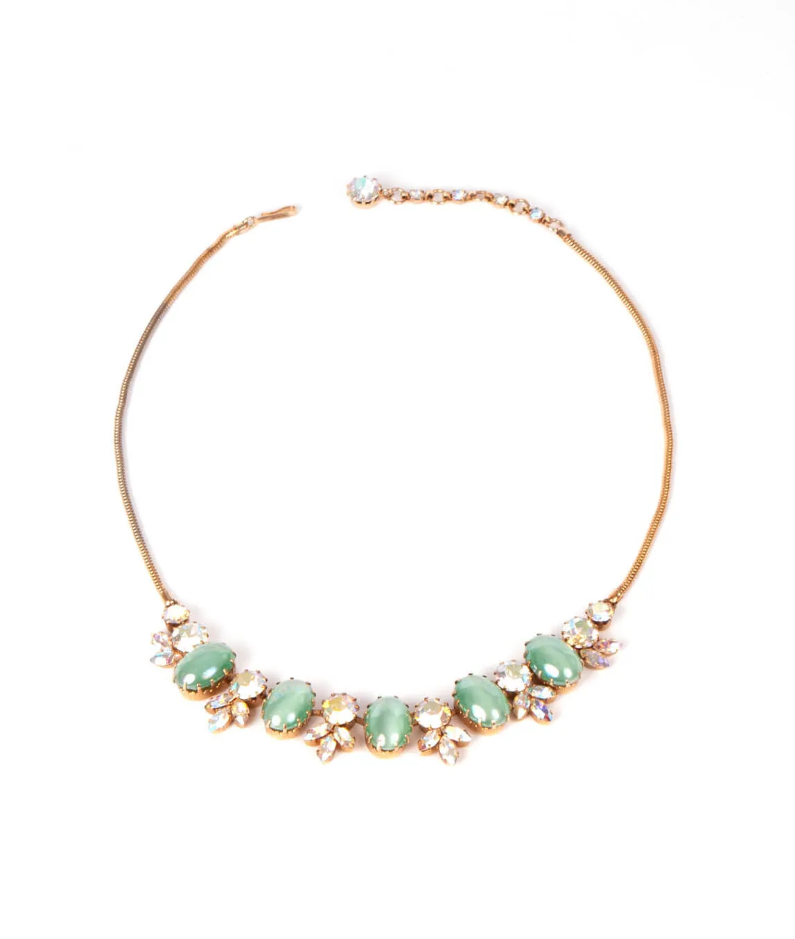 Vintage 1950s green and crystal necklace