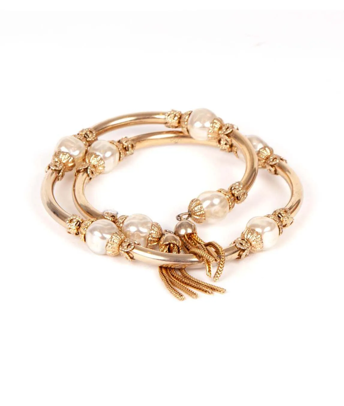 Miriam Haskell attributed baroque pearl memory wire bracelet