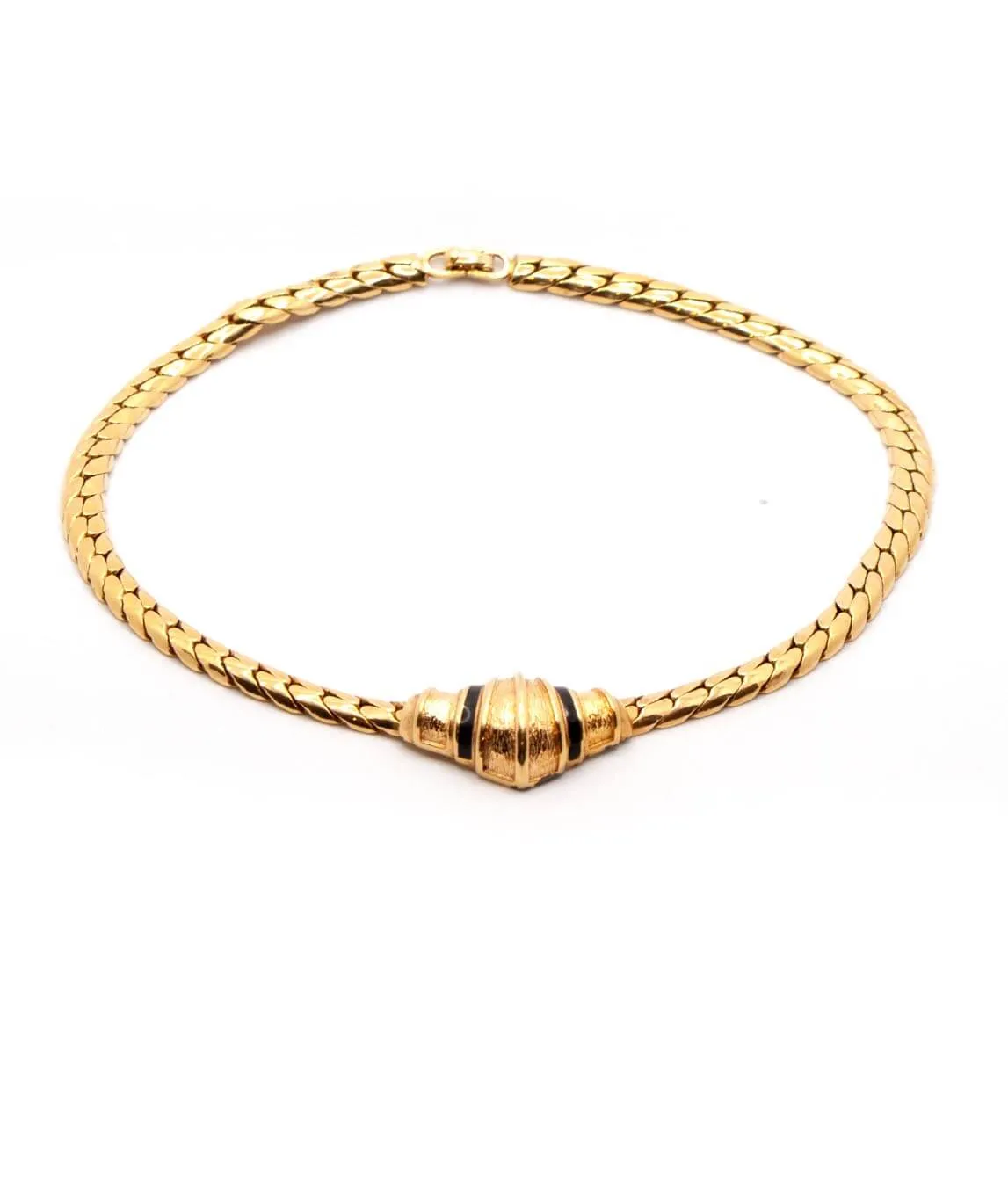 Vintage Dior flat chain black and gold choker
