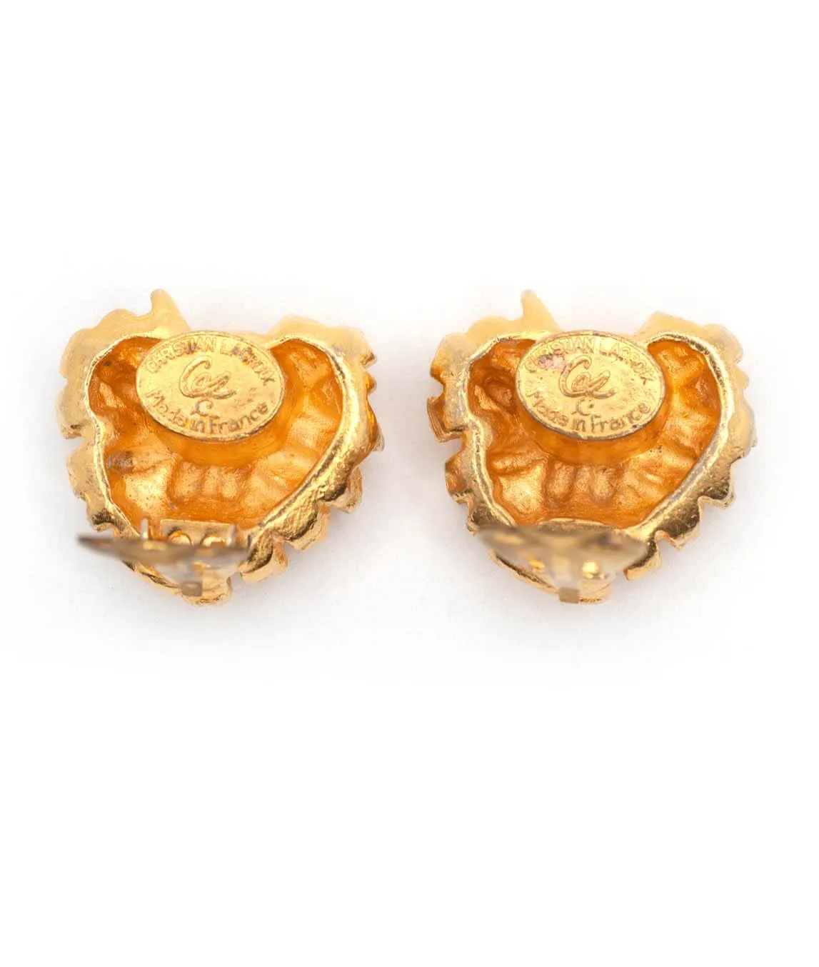 Christian Lacroix signature plaques on clip-on earrings