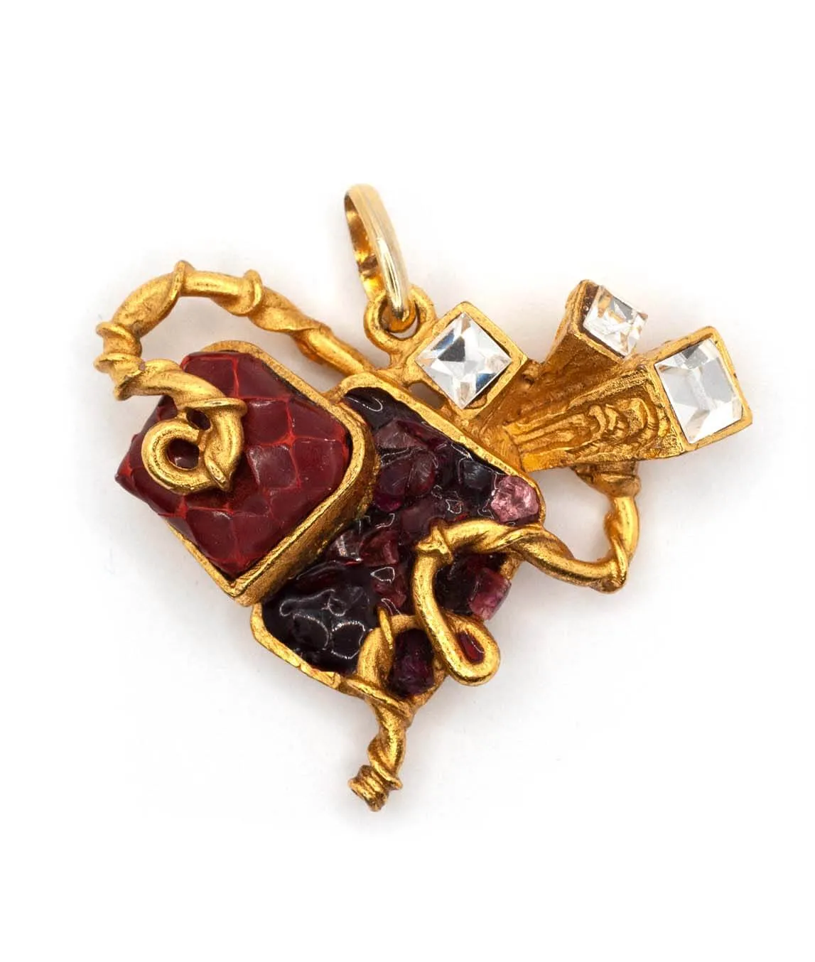 Christian Lacroix heart pendant with snakeskin and crystals