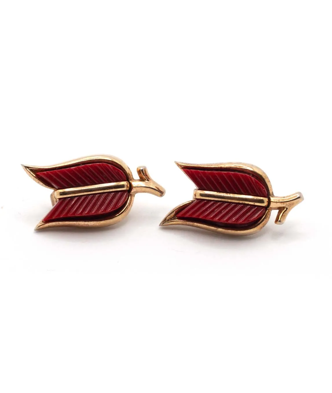 Trifari tulip earrings red