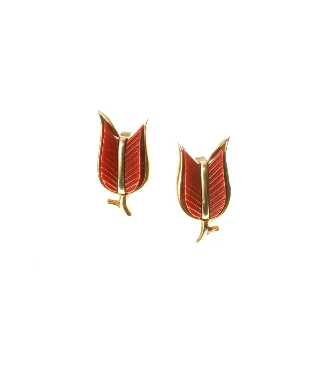 Vintage Trifari red flower earrings